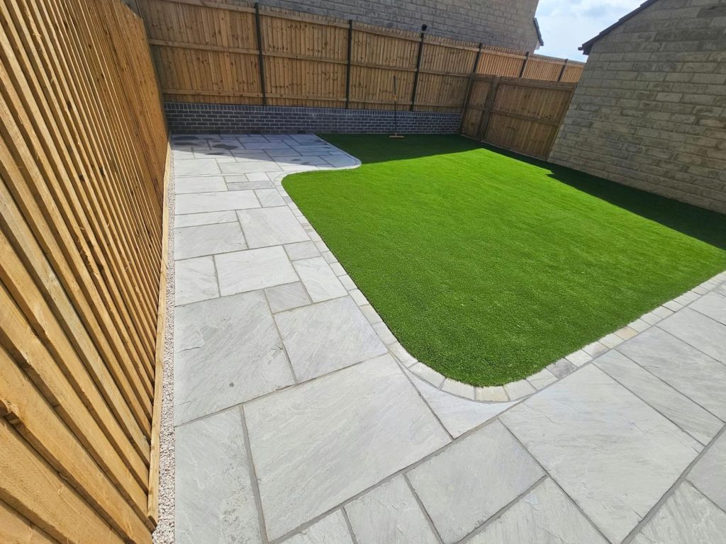 Indian Sandstone Paving & Artificial Grass - photo 1