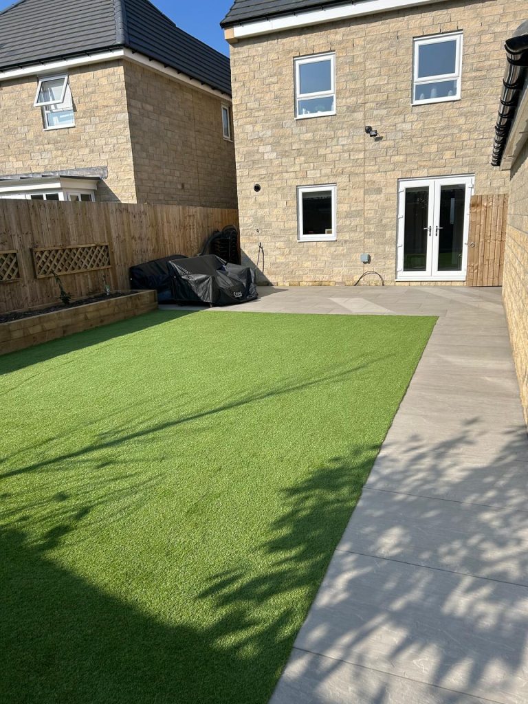 Porcelain Patio, Artificial Grass & Sleeper Borders - photo 2