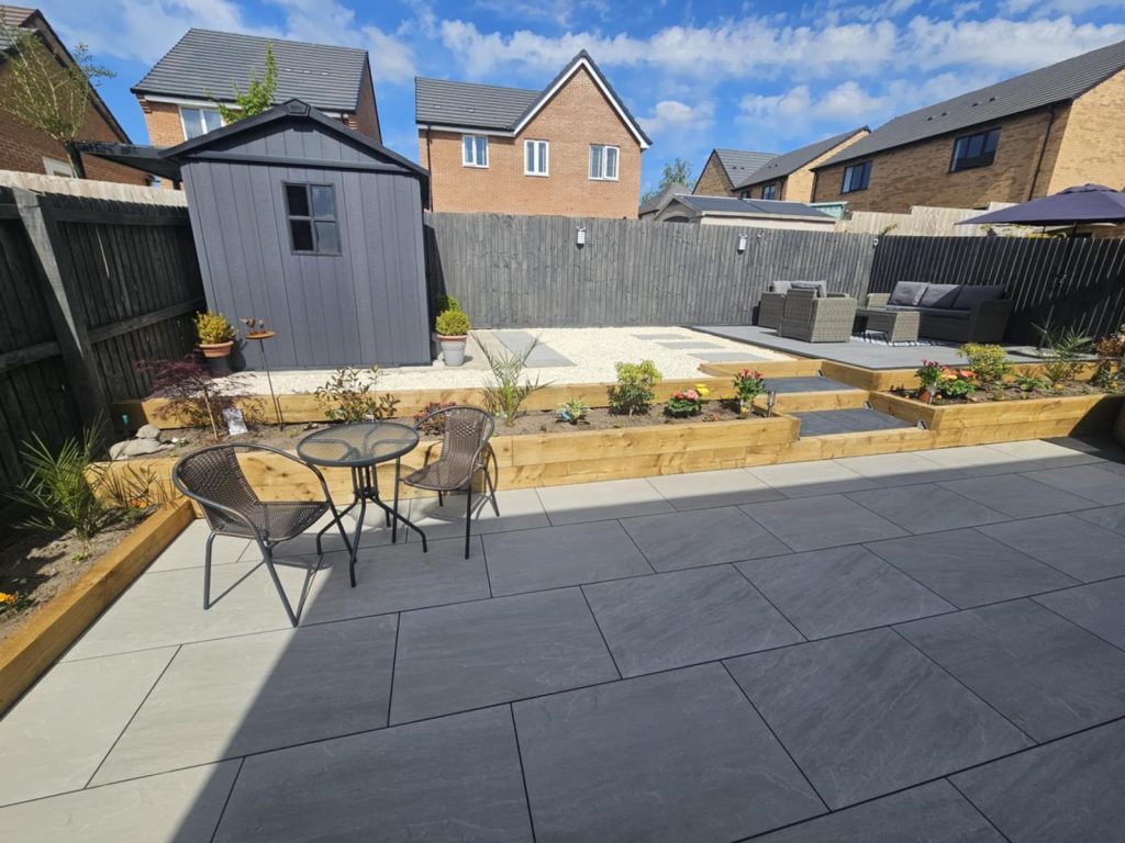 Porcelain Patio, Composite Decking & Raised Borders – Clitheroe - photo 1