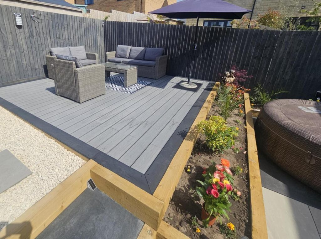 Porcelain Patio, Composite Decking & Raised Borders – Clitheroe - photo 3