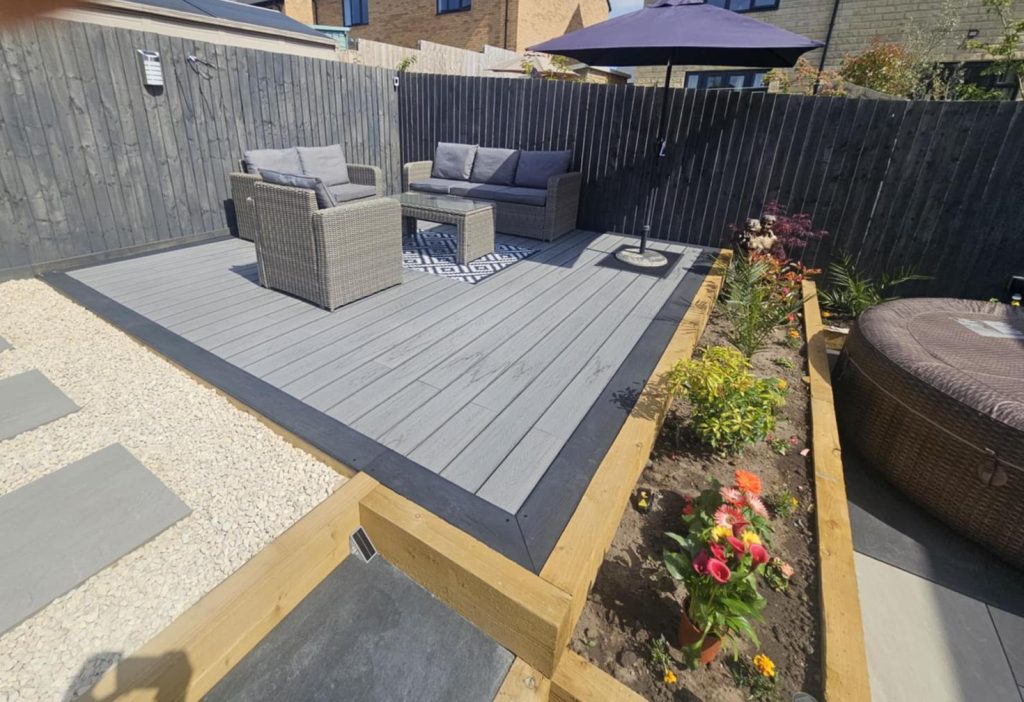 Porcelain Patio, Composite Decking & Raised Borders – Clitheroe - photo 8